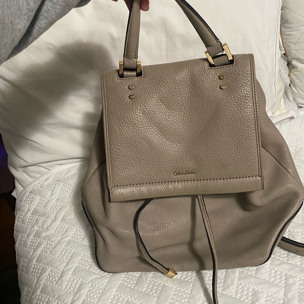 Calvin Klein tan leather backpack